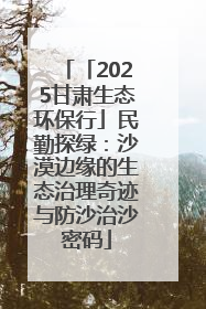 「2025甘肃生态环保行」民勤探绿：沙漠边缘的生态治理奇迹与防沙治沙密码