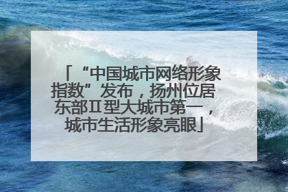 “中国城市网络形象指数”发布，扬州位居东部Ⅱ型大城市第一，城市生活形象亮眼