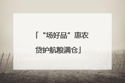 “场好品”惠农贷护航粮满仓