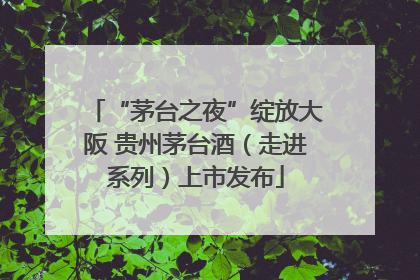 “茅台之夜”绽放大阪 贵州茅台酒（走进系列）上市发布