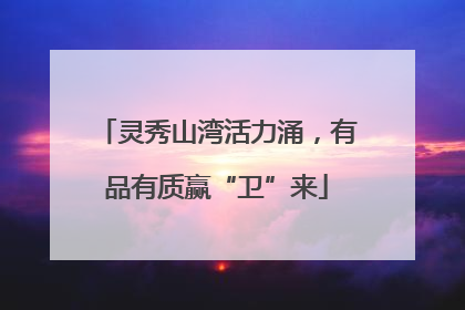 灵秀山湾活力涌，有品有质赢“卫”来