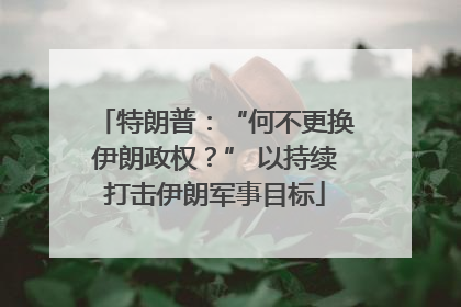 特朗普：“何不更换伊朗政权？” 以持续打击伊朗军事目标