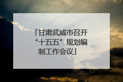 甘肃武威市召开“十五五”规划编制工作会议