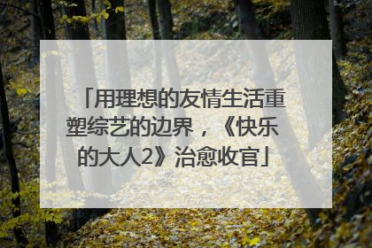 用理想的友情生活重塑综艺的边界，《快乐的大人2》治愈收官