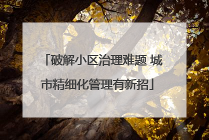 破解小区治理难题 城市精细化管理有新招