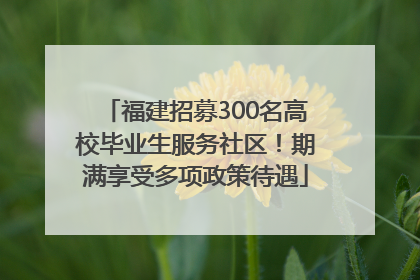 福建招募300名高校毕业生服务社区！期满享受多项政策待遇