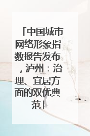 中国城市网络形象指数报告发布，泸州：治理、宜居方面的双优典范