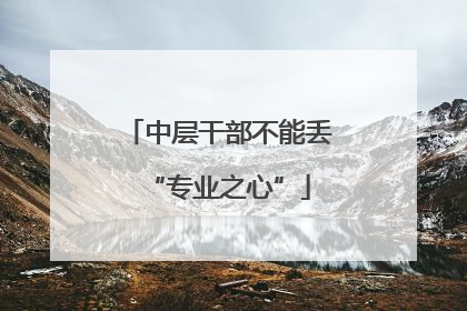 中层干部不能丢“专业之心”