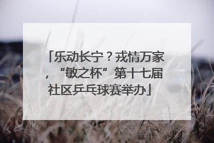 乐动长宁？戎情万家，“敏之杯”第十七届社区乒乓球赛举办