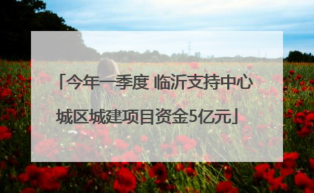 今年一季度 临沂支持中心城区城建项目资金5亿元