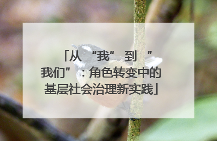 从 “我” 到 “我们”：角色转变中的基层社会治理新实践