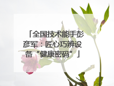 全国技术能手彭彦军：匠心巧辨设备“健康密码”