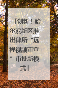 创新！哈尔滨新区推出律所“远程视频审查”审批新模式