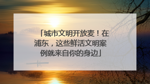 城市文明开放麦！在浦东，这些鲜活文明案例就来自你的身边