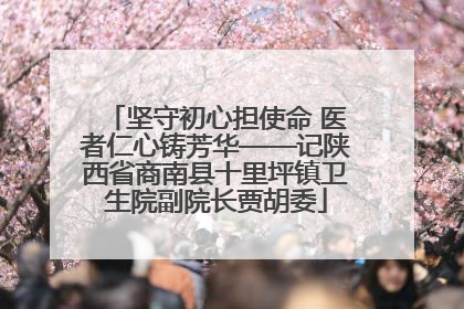 坚守初心担使命 医者仁心铸芳华——记陕西省商南县十里坪镇卫生院副院长贾胡委