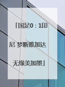 国足0∶1印尼 梦断雅加达 无缘美加墨