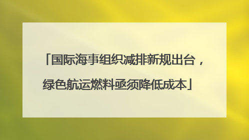国际海事组织减排新规出台，绿色航运燃料亟须降低成本