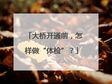 大桥开通前，怎样做“体检”？