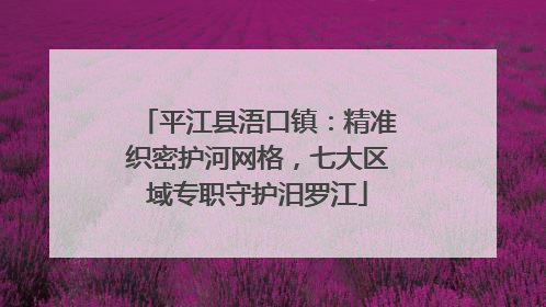 平江县浯口镇：精准织密护河网格，七大区域专职守护汨罗江