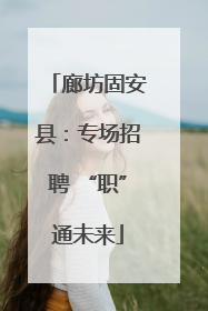 廊坊固安县：专场招聘 “职”通未来