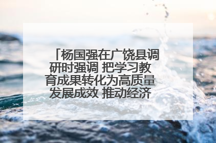 杨国强在广饶县调研时强调 把学习教育成果转化为高质量发展成效 推动经济稳健向好进中提质