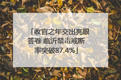 收官之年交出亮眼答卷 临沂禁毒戒断率突破87.4%