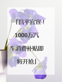 昌平官宣！1000万汽车消费补贴即将开抢