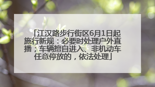 江汉路步行街区6月1日起施行新规：必要时处理户外直播；车辆擅自进入、非机动车任意停放的，依法处理