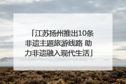 江苏扬州推出10条非遗主题旅游线路 助力非遗融入现代生活