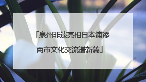 泉州非遗亮相日本浦添 两市文化交流谱新篇