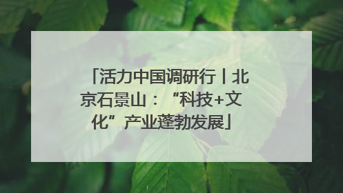 活力中国调研行丨北京石景山：“科技+文化”产业蓬勃发展