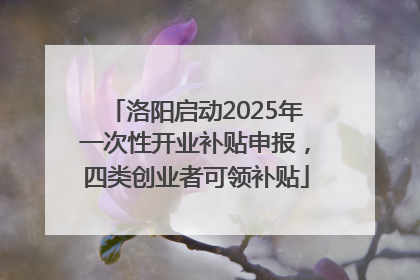 洛阳启动2025年一次性开业补贴申报，四类创业者可领补贴