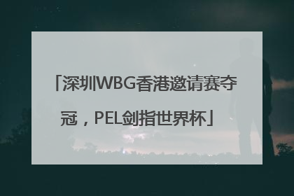 深圳WBG香港邀请赛夺冠，PEL剑指世界杯