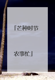 芒种时节农事忙