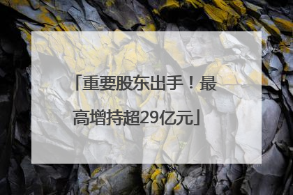 重要股东出手！最高增持超29亿元