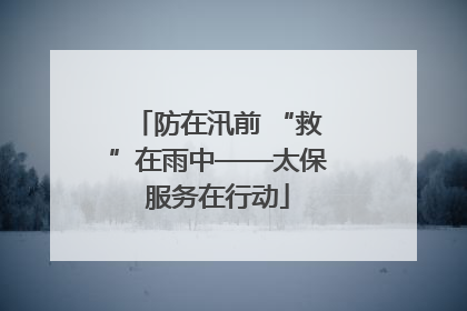 防在汛前 “救”在雨中——太保服务在行动