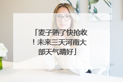 麦子熟了快抢收！未来三天河南大部天气晴好