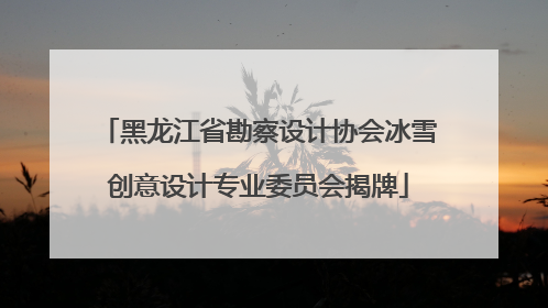黑龙江省勘察设计协会冰雪创意设计专业委员会揭牌